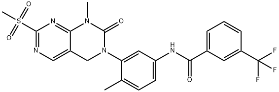 N-(4-methyl-3-(1-methyl-7-(methylsulfonyl)-2-oxo-1,2-dihydropyrimido[4,5-d]pyrimidin-3(4H)-yl)phenyl)-3-(trifluoromethyl)benzamide 结构式