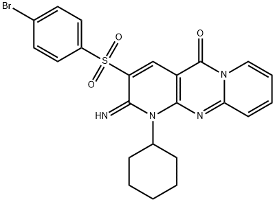 3-[(4-bromophenyl)sulfonyl]-1-cyclohexyl-2-imino-1,2-dihydro-5H-dipyrido[1,2-a:2',3'-d]pyrimidin-5-one 结构式