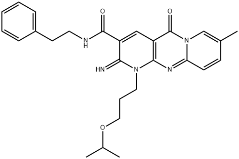 2-imino-1-(3-isopropoxypropyl)-8-methyl-5-oxo-N-(2-phenylethyl)-1,5-dihydro-2H-dipyrido[1,2-a:2,3-d]pyrimidine-3-carboxamide 结构式