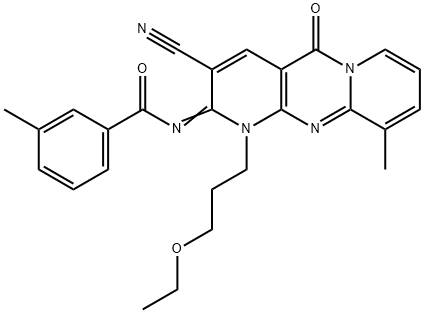 N-[3-cyano-1-(3-ethoxypropyl)-10-methyl-5-oxo-1,5-dihydro-2H-dipyrido[1,2-a:2,3-d]pyrimidin-2-ylidene]-3-methylbenzamide 结构式