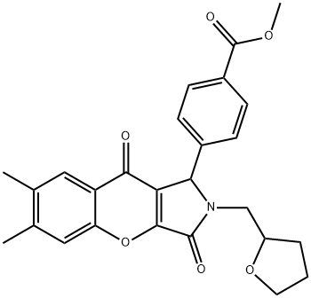 methyl 4-[6,7-dimethyl-3,9-dioxo-2-(tetrahydrofuran-2-ylmethyl)-1,2,3,9-tetrahydrochromeno[2,3-c]pyrrol-1-yl]benzoate 结构式