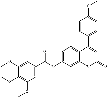4-(4-methoxyphenyl)-8-methyl-2-oxo-2H-chromen-7-yl 3,4,5-trimethoxybenzoate 结构式