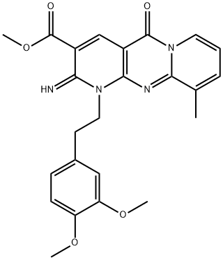 methyl 1-[2-(3,4-dimethoxyphenyl)ethyl]-2-imino-10-methyl-5-oxo-1,5-dihydro-2H-dipyrido[1,2-a:2,3-d]pyrimidine-3-carboxylate 结构式
