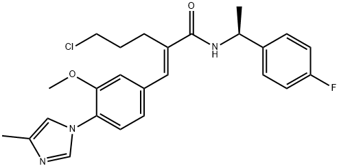 (E)-5-chloro-2-[3-methoxy-4-(4-methyl-1H-imidazol-1-yl)benzylidene]valeric acid ((1S)-1-(4-fluoropheny1)ethyl)amide 结构式