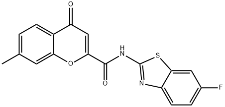 N-(6-fluoro-1,3-benzothiazol-2-yl)-7-methyl-4-oxo-4H-chromene-2-carboxamide 结构式