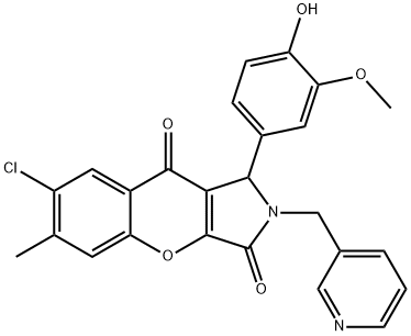 7-chloro-1-(4-hydroxy-3-methoxyphenyl)-6-methyl-2-(3-pyridinylmethyl)-1,2-dihydrochromeno[2,3-c]pyrrole-3,9-dione 结构式