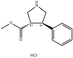 反式-4-苯基吡咯烷-3-羧酸甲酯盐酸盐 结构式