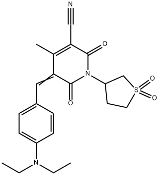 5-[4-(diethylamino)benzylidene]-1-(1,1-dioxidotetrahydro-3-thienyl)-4-methyl-2,6-dioxo-1,2,5,6-tetrahydro-3-pyridinecarbonitrile 结构式