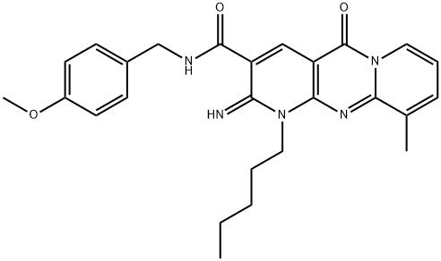 2-imino-N-(4-methoxybenzyl)-10-methyl-5-oxo-1-pentyl-1,5-dihydro-2H-dipyrido[1,2-a:2,3-d]pyrimidine-3-carboxamide 结构式