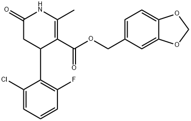 benzo[d][1,3]dioxol-5-ylmethyl 4-(2-chloro-6-fluorophenyl)-2-methyl-6-oxo-1,4,5,6-tetrahydropyridine-3-carboxylate 结构式