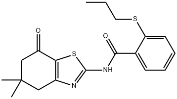 N-(5,5-dimethyl-7-oxo-4,5,6,7-tetrahydro-1,3-benzothiazol-2-yl)-2-(propylsulfanyl)benzamide 结构式