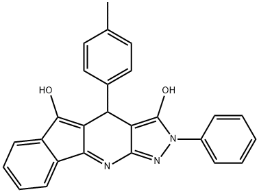 2-phenyl-4-(p-tolyl)-2,4-dihydroindeno[1,2-b]pyrazolo[4,3-e]pyridine-3,5-diol 结构式