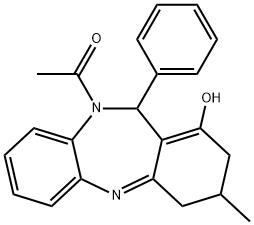 1-(1-hydroxy-3-methyl-11-phenyl-3,4-dihydro-2H-dibenzo[b,e][1,4]diazepin-10(11H)-yl)ethanone 结构式