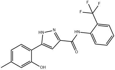 3-(2-hydroxy-4-methylphenyl)-N-[2-(trifluoromethyl)phenyl]-1H-pyrazole-5-carboxamide 结构式