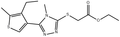 ethyl 2-((5-(4-ethyl-5-methylthiophen-3-yl)-4-methyl-4H-1,2,4-triazol-3-yl)thio)acetate 结构式