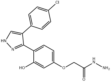 2-{4-[4-(4-chlorophenyl)-1H-pyrazol-3-yl]-3-hydroxyphenoxy}acetohydrazide 结构式