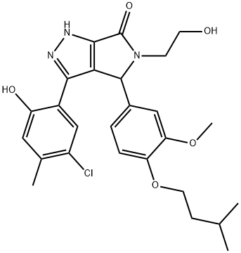 3-(5-chloro-2-hydroxy-4-methylphenyl)-5-(2-hydroxyethyl)-4-[4-(isopentyloxy)-3-methoxyphenyl]-4,5-dihydropyrrolo[3,4-c]pyrazol-6(1H)-one 结构式