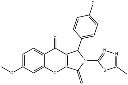 1-(4-chlorophenyl)-6-methoxy-2-(5-methyl-1,3,4-thiadiazol-2-yl)-1,2-dihydrochromeno[2,3-c]pyrrole-3,9-dione 结构式