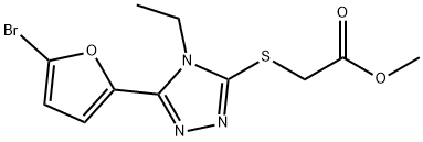 methyl 2-((5-(5-bromofuran-2-yl)-4-ethyl-4H-1,2,4-triazol-3-yl)thio)acetate 结构式