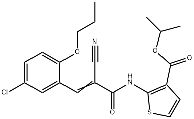 (E)-isopropyl 2-(3-(5-chloro-2-propoxyphenyl)-2-cyanoacrylamido)thiophene-3-carboxylate 结构式