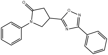 1-phenyl-4-(3-phenyl-1,2,4-oxadiazol-5-yl)pyrrolidin-2-one 结构式