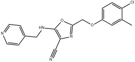 2-[(4-chloro-3-methylphenoxy)methyl]-5-[(pyridin-4-ylmethyl)amino]-1,3-oxazole-4-carbonitrile 结构式