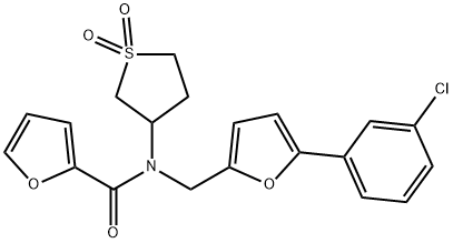 N-{[5-(3-chlorophenyl)-2-furyl]methyl}-N-(1,1-dioxidotetrahydro-3-thienyl)-2-furamide 结构式