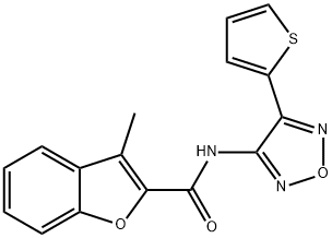 3-methyl-N-[4-(2-thienyl)-1,2,5-oxadiazol-3-yl]-1-benzofuran-2-carboxamide 结构式