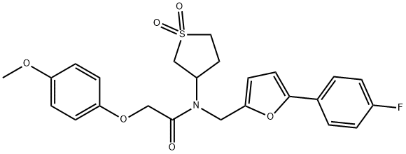 N-(1,1-dioxidotetrahydro-3-thienyl)-N-{[5-(4-fluorophenyl)-2-furyl]methyl}-2-(4-methoxyphenoxy)acetamide 结构式