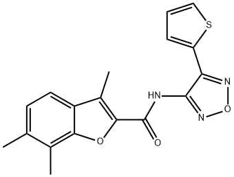 3,6,7-trimethyl-N-[4-(thiophen-2-yl)-1,2,5-oxadiazol-3-yl]-1-benzofuran-2-carboxamide 结构式