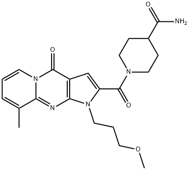 1-{[1-(3-methoxypropyl)-9-methyl-4-oxo-1,4-dihydropyrido[1,2-a]pyrrolo[2,3-d]pyrimidin-2-yl]carbonyl}-4-piperidinecarboxamide 结构式