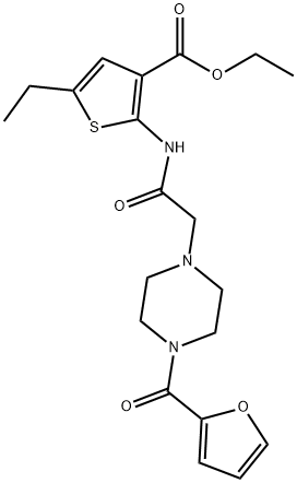 ethyl 5-ethyl-2-(2-(4-(furan-2-carbonyl)piperazin-1-yl)acetamido)thiophene-3-carboxylate 结构式