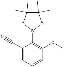 3-methoxy-2-(4,4,5,5-tetramethyl-1,3,2-dioxaborolan-2-yl)benzonitrile 结构式