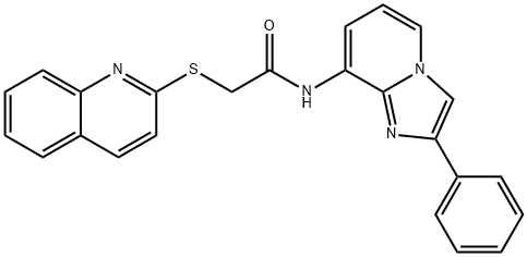 N-(2-phenylimidazo[1,2-a]pyridin-8-yl)-2-(quinolin-2-ylsulfanyl)acetamide 结构式