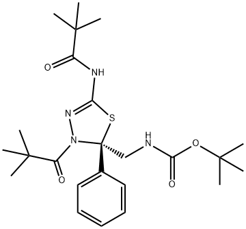 (R) - ((2-苯基-5-新戊酰基-3-新戊酰-2,3-二氢-1,3,4-噻二唑-2-基)甲基) 结构式