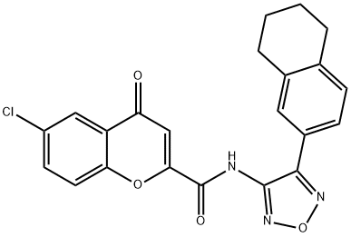 6-chloro-4-oxo-N-[4-(5,6,7,8-tetrahydronaphthalen-2-yl)-1,2,5-oxadiazol-3-yl]-4H-chromene-2-carboxamide 结构式