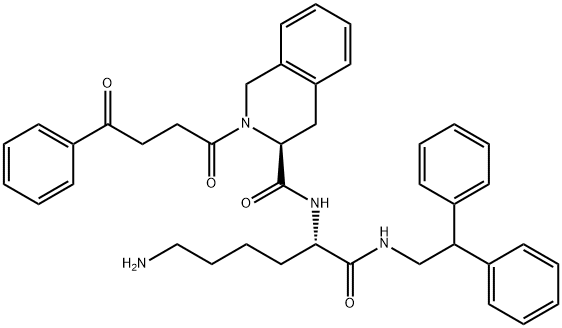 (3S)-N-[(1S)-5-Amino-1-[[(2,2-diphenylethyl)amino]carbonyl]pentyl]-2-(1,4-dioxo-4-phenylbutyl)-1,2,3,4-tetrahydro-3-isoquinolinecarboxamide 结构式