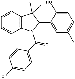 (4-Chlorophenyl)(2-(2-hydroxy-5-methylphenyl)-3,3-dimethylindolin-1-yl)methanone 结构式