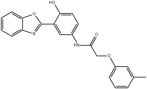 N-[3-(1,3-benzoxazol-2-yl)-4-hydroxyphenyl]-2-(3-methylphenoxy)acetamide 结构式