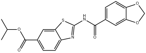 isopropyl 2-[(1,3-benzodioxol-5-ylcarbonyl)amino]-1,3-benzothiazole-6-carboxylate 结构式