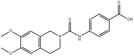 4-[(6,7-Dimethoxy-3,4-dihydro-1H-isoquinoline-2-carbonyl)-amino]-benzoic acid 结构式
