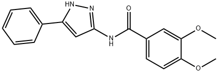 3,4-二甲氧基-N-(5-苯基-1H-吡唑-3-基)苯甲酰胺 结构式