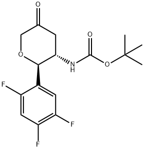 tert-butyl (2R,3S)-5-oxo-2-(2,4,5-trifluorophenyl)tetrahydro-2H-pyran-3-ylcarbamate 结构式