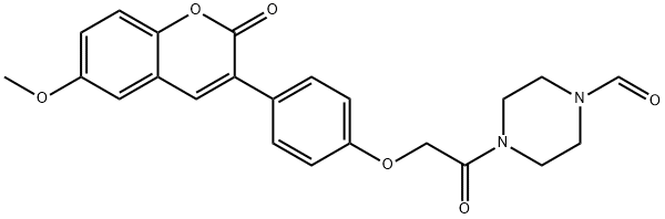 4-{[4-(6-methoxy-2-oxo-2H-chromen-3-yl)phenoxy]acetyl}piperazine-1-carbaldehyde 结构式