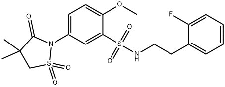 5-(4,4-dimethyl-1,1-dioxido-3-oxo-1,2-thiazolidin-2-yl)-N-[2-(2-fluorophenyl)ethyl]-2-methoxybenzenesulfonamide 结构式