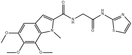 5,6,7-trimethoxy-1-methyl-N-[2-oxo-2-(1,3-thiazol-2-ylamino)ethyl]-1H-indole-2-carboxamide 结构式