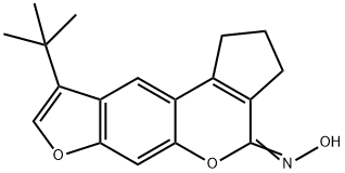 (4E)-9-tert-butyl-N-hydroxy-2,3-dihydrocyclopenta[c]furo[3,2-g]chromen-4(1H)-imine 结构式