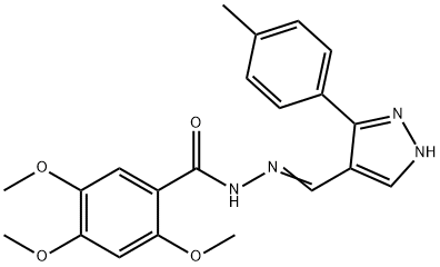 (E)-2,4,5-trimethoxy-N'-((3-(p-tolyl)-1H-pyrazol-4-yl)methylene)benzohydrazide 结构式