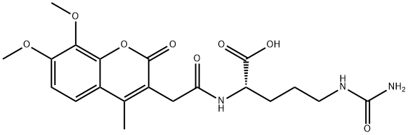 (S)-2-(2-(7,8-dimethoxy-4-methyl-2-oxo-2H-chromen-3-yl)acetamido)-5-ureidopentanoic acid 结构式