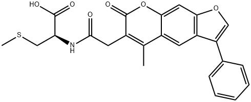 (R)-2-(2-(5-methyl-7-oxo-3-phenyl-7H-furo[3,2-g]chromen-6-yl)acetamido)-3-(methylthio)propanoic acid 结构式